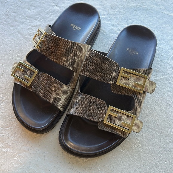 Fendi Shoes - Fendi snakeskin slides / sandals